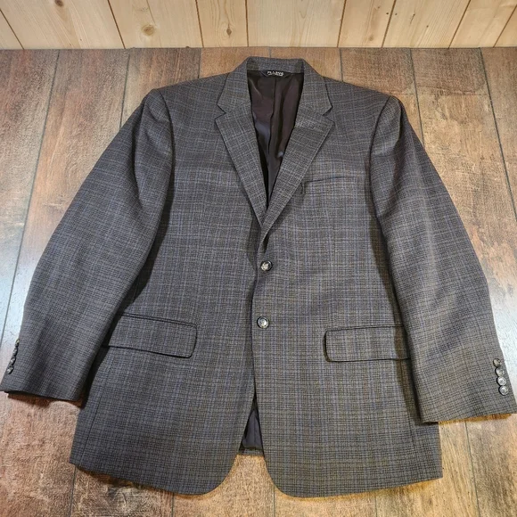 Jos. A. Bank Blazer Mens 44R Gray Glen Check Plaid 100% Wool Sport Coat Jacket - Picture 3 of 9